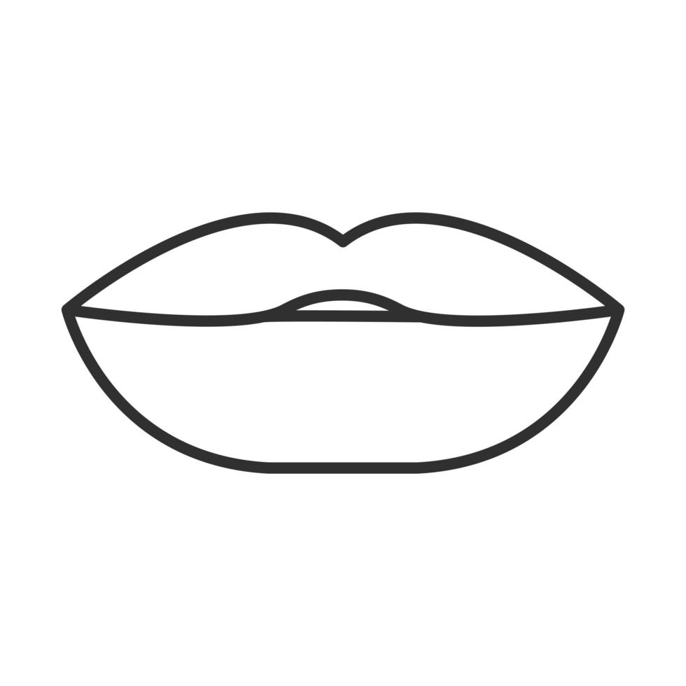 icono de línea de labios de boca femenina vector