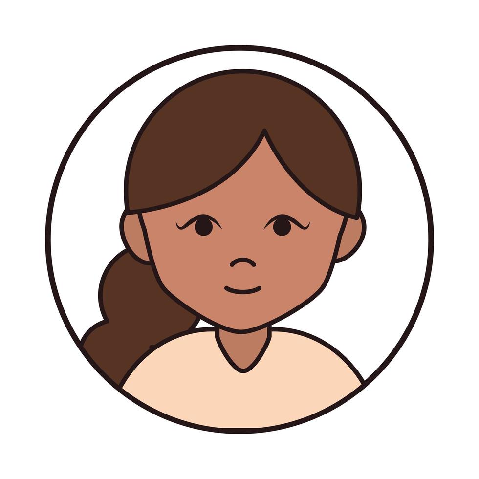 woman cartoon character portrait female hindu round line icon vector