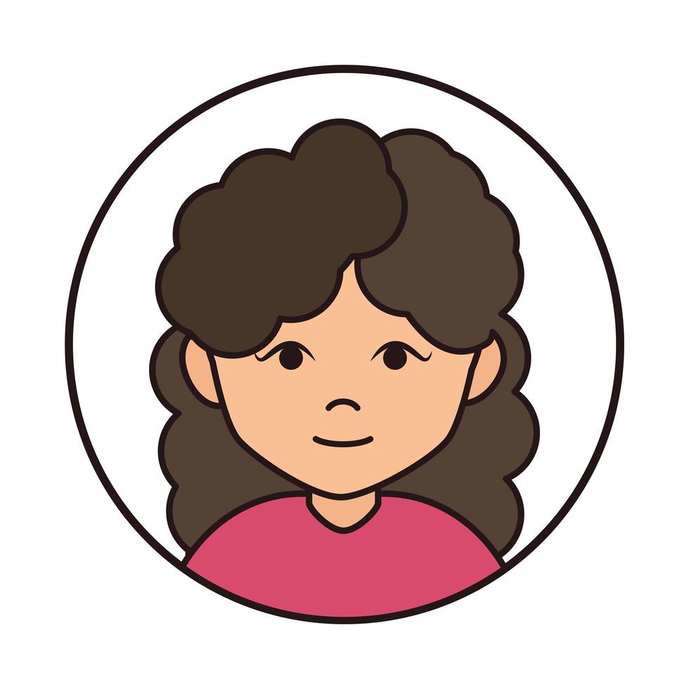 personaje de dibujos animados de mujer con icono de línea redonda de pelo  rizado 2586928 Vector en Vecteezy