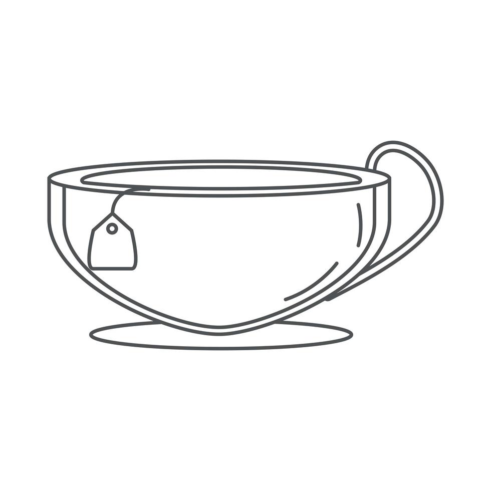 tea porcelain cup with teabag line icon style vector