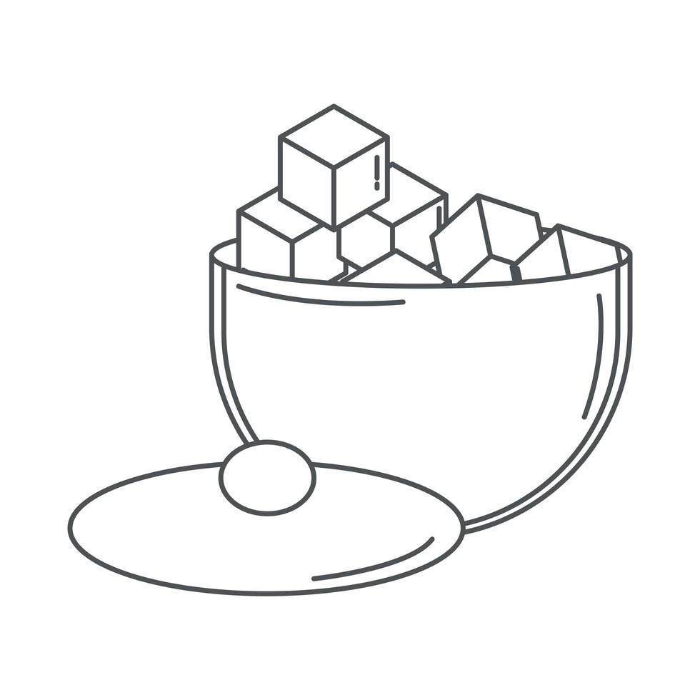 sugar bowl with many cubes line icon style vector