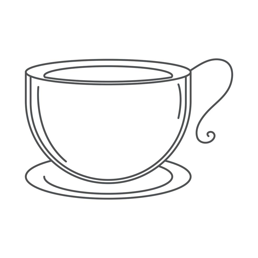 bebida de taza de té en estilo de icono de línea de platillo vector