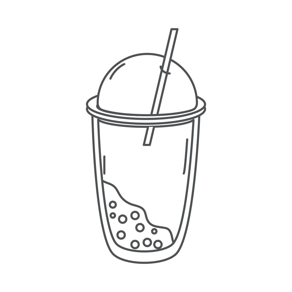 tea cold fresh beverage takeaway cup with straw line icon style vector