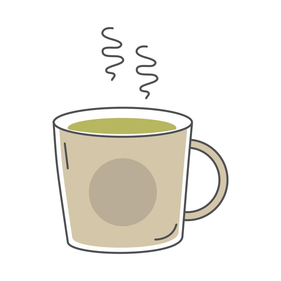 tea hot teacup beverage health line and fill vector