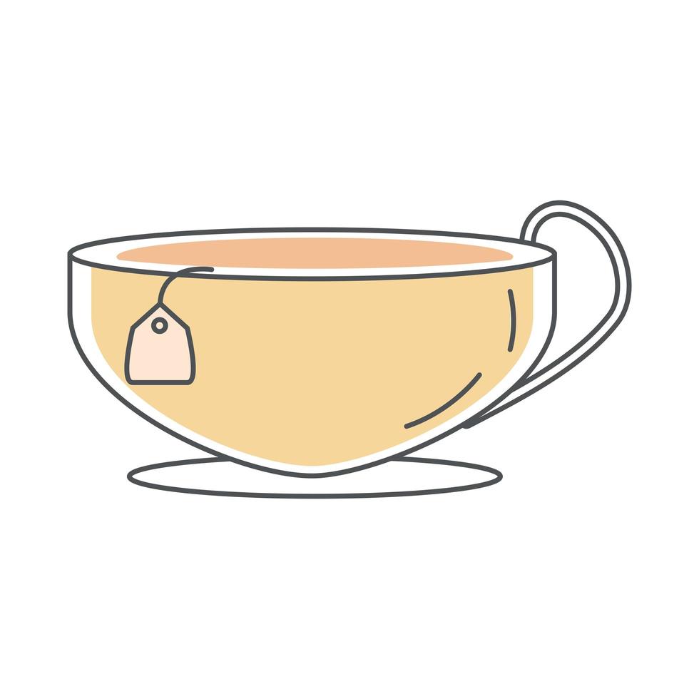 tea porcelain cup with teabag line and fill vector