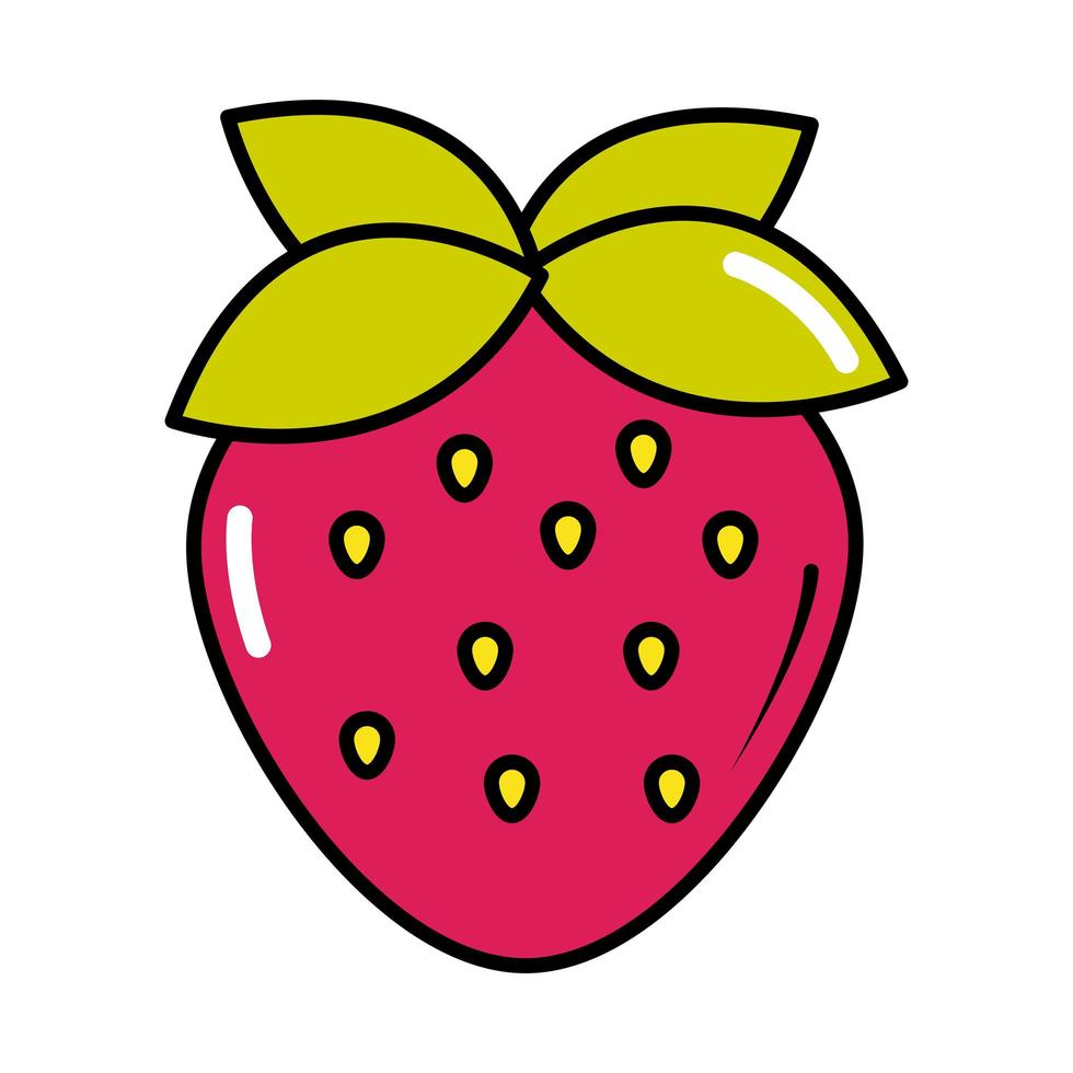 icono plano de estilo cómico de arte pop de fruta de fresa vector