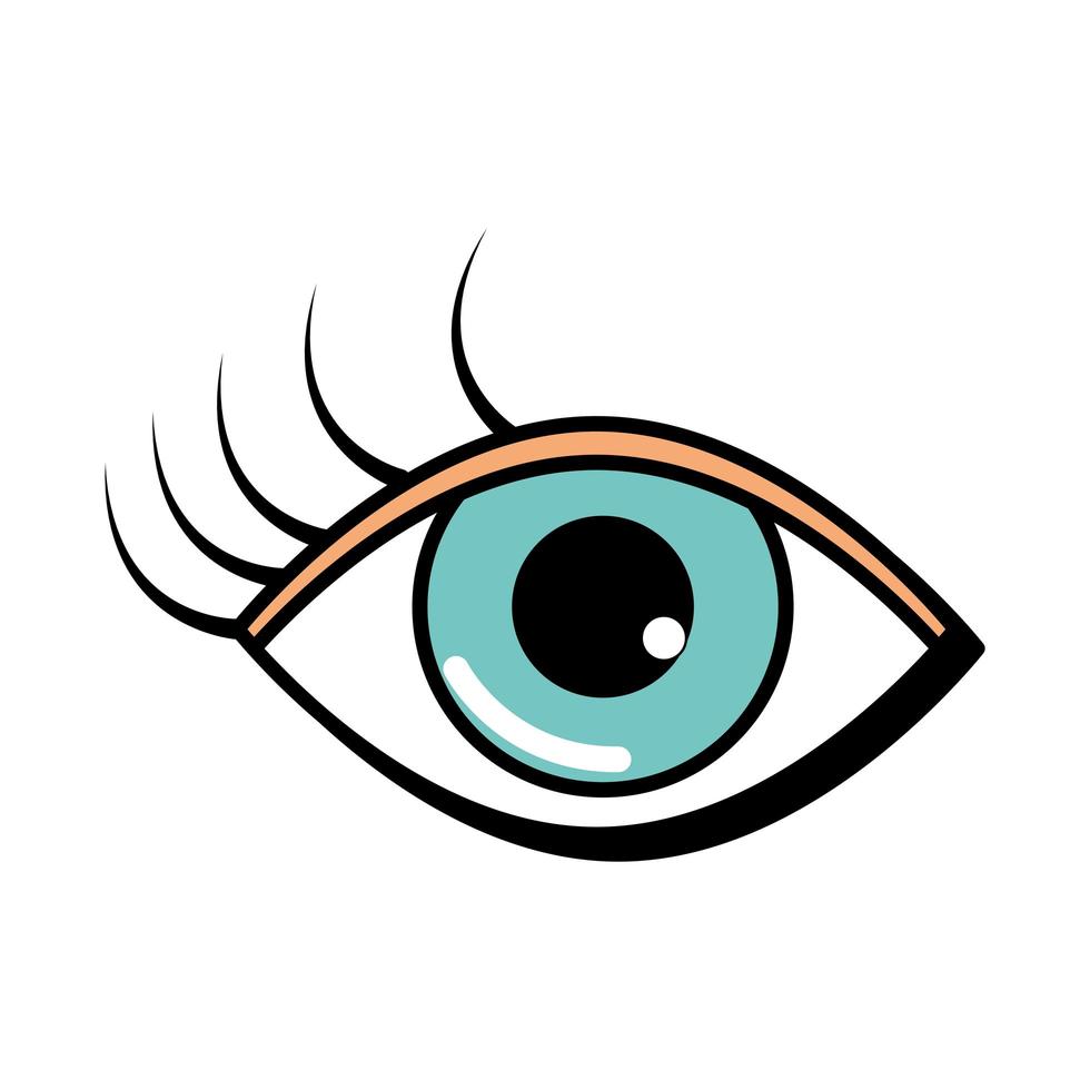 icono plano de estilo cómico de arte pop de ojo femenino vector