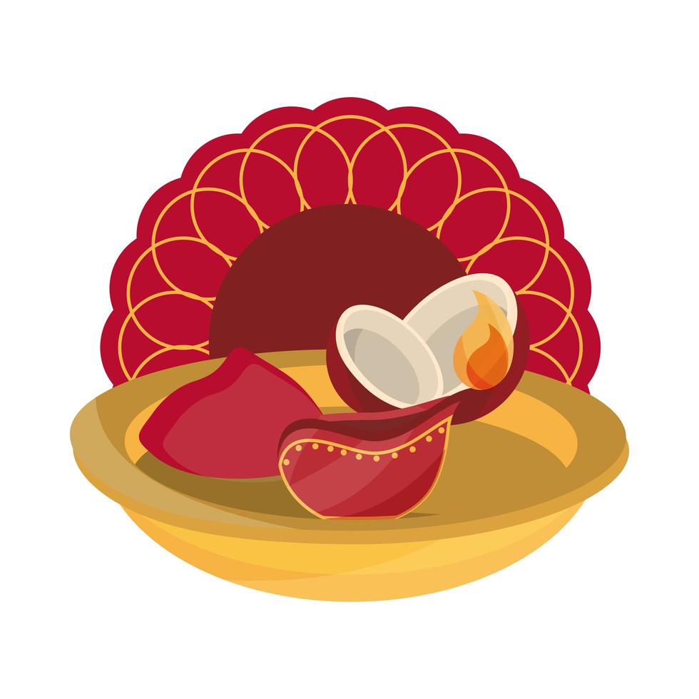 happy bhai dooj celebrated by hindus with food and light vector
