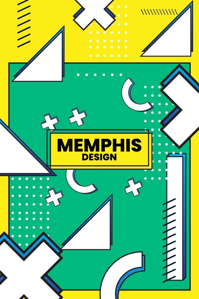 Vector illustration of memphis retro styled geometric shaped template