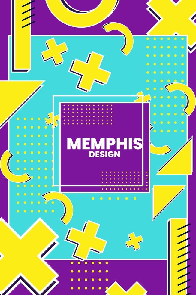 Ilustración de vector de plantilla de forma geométrica de estilo retro de Memphis