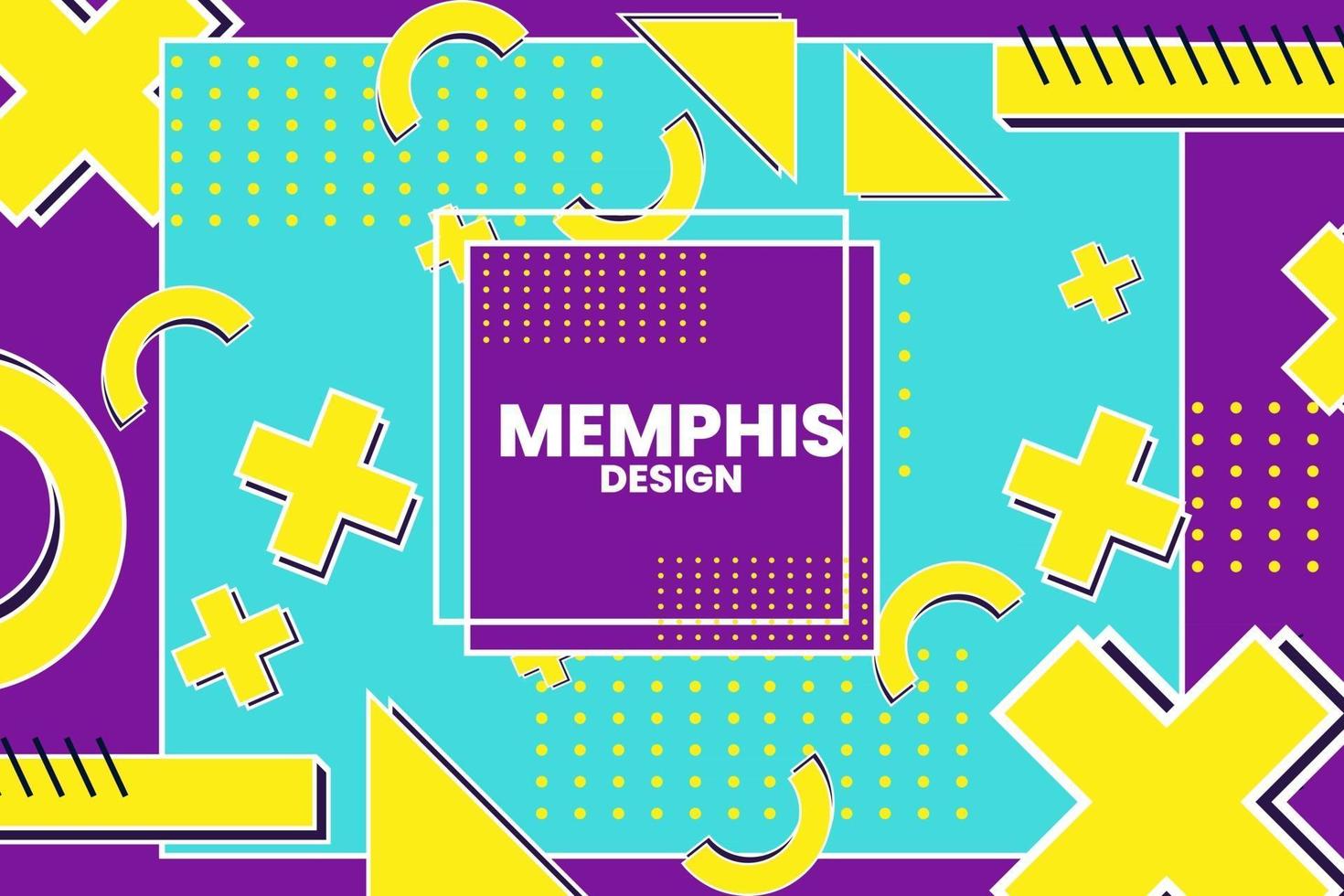 Vector illustration of memphis retro styled geometric shaped template