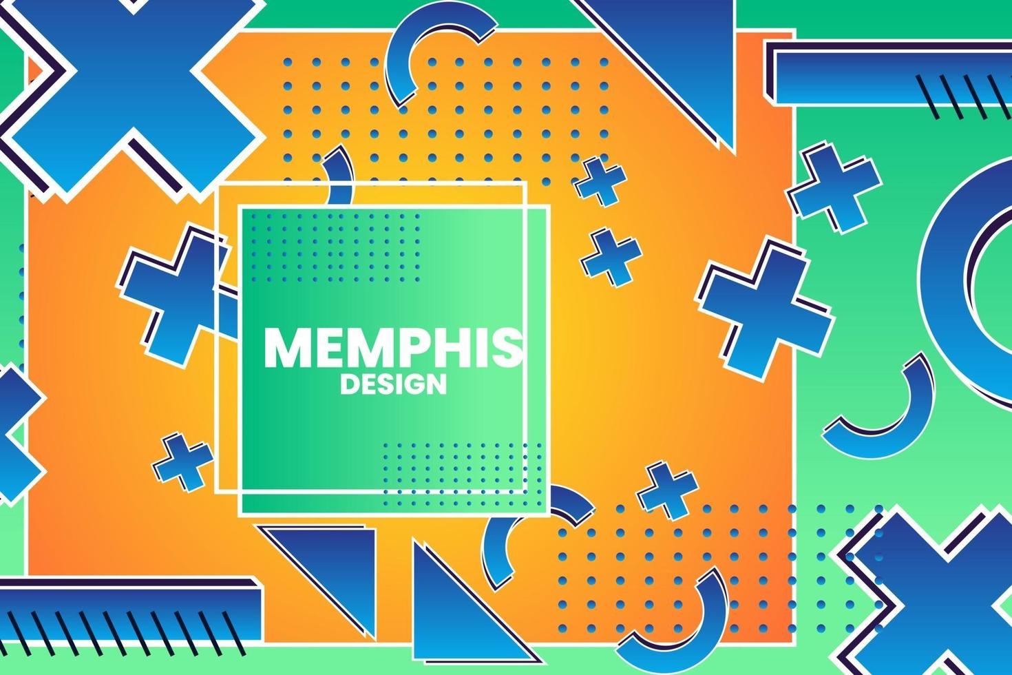 Vector illustration of memphis retro styled geometric shaped template