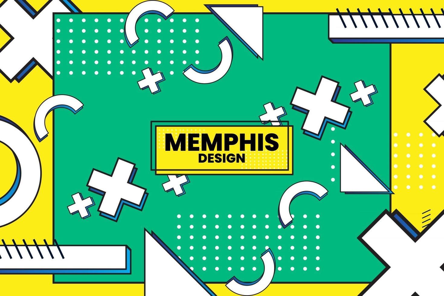 Vector illustration of memphis retro styled geometric shaped template