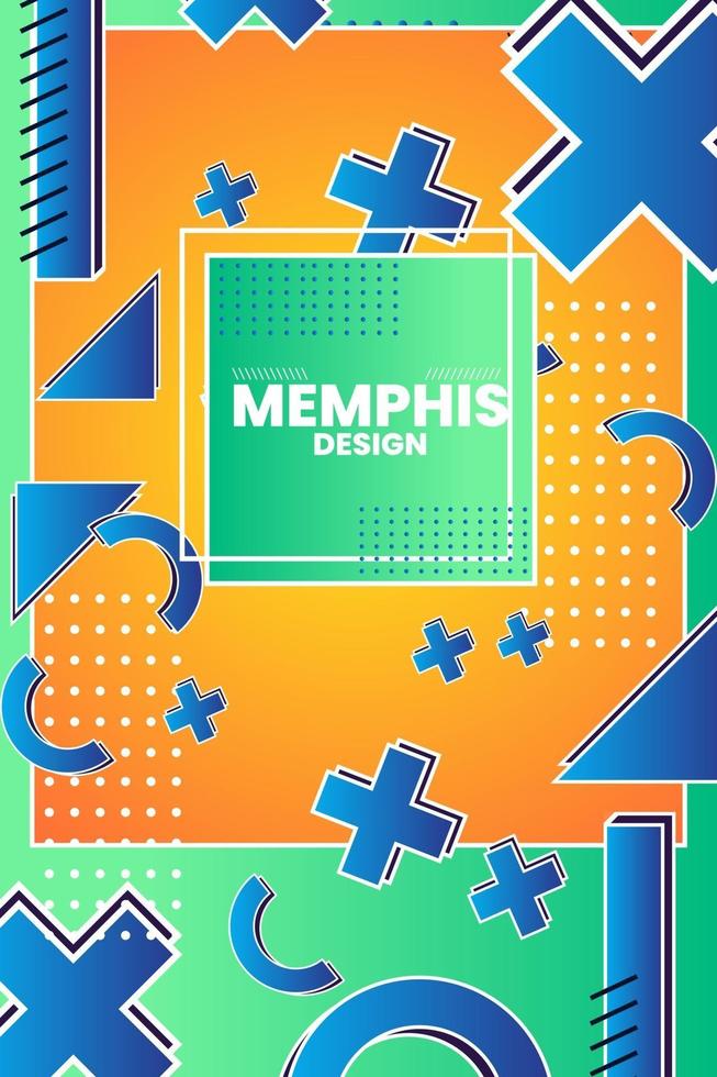 Ilustración de vector de plantilla de forma geométrica de estilo retro de Memphis