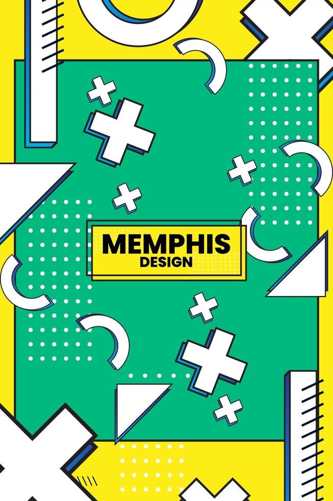 Vector illustration of memphis retro styled geometric shaped template