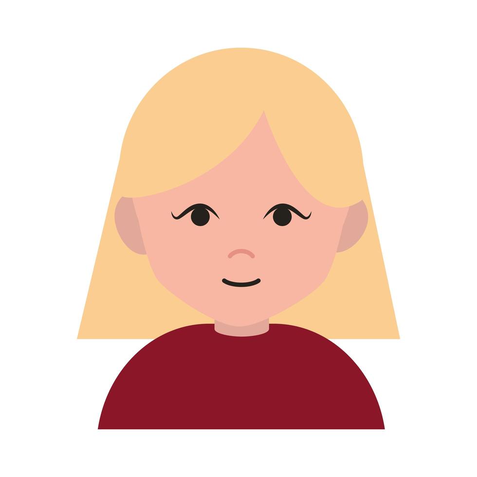 blonde girl cartoon character portrait female flat icon vector