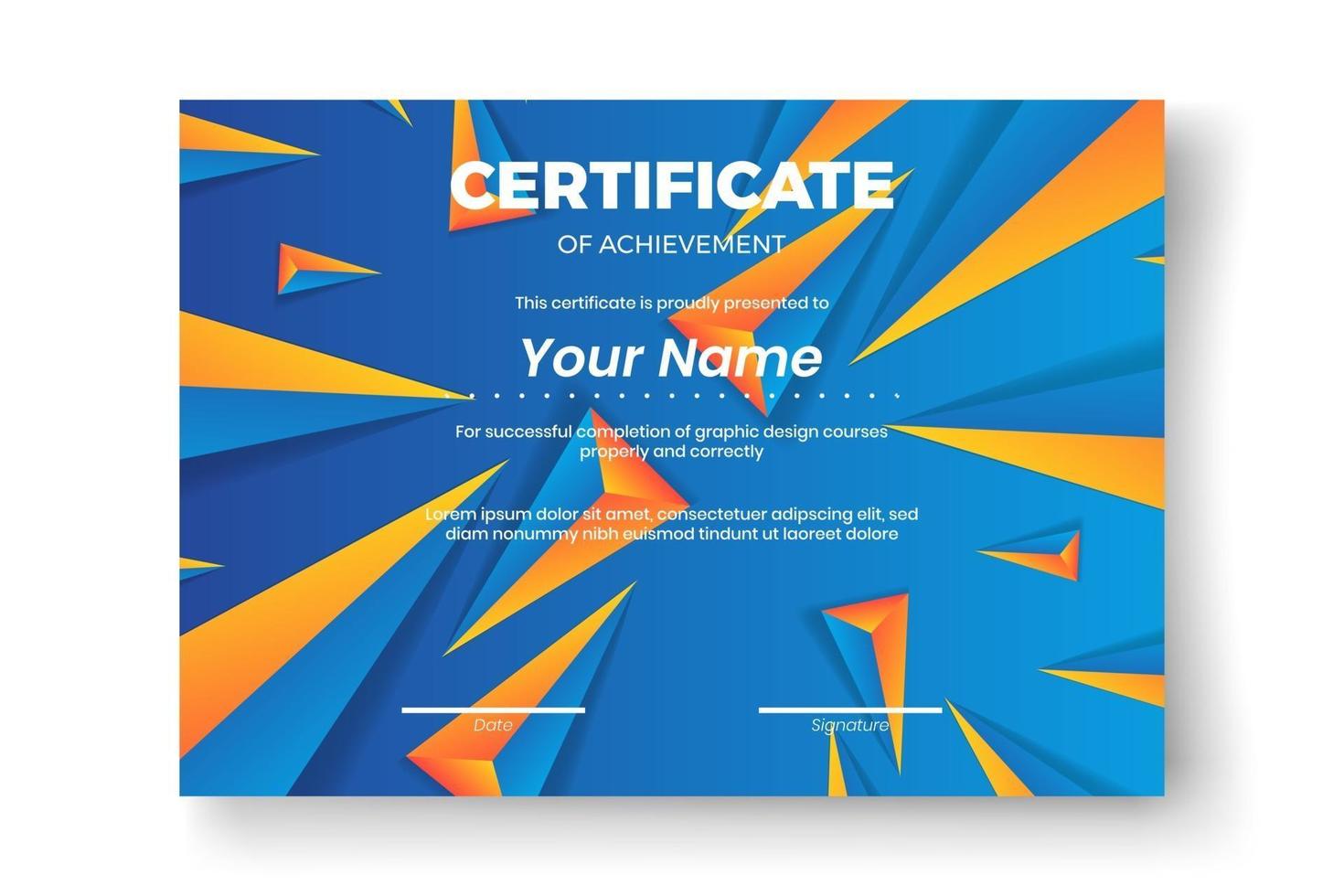 diseño de certificado moderno con fondo geométrico abstracto vector