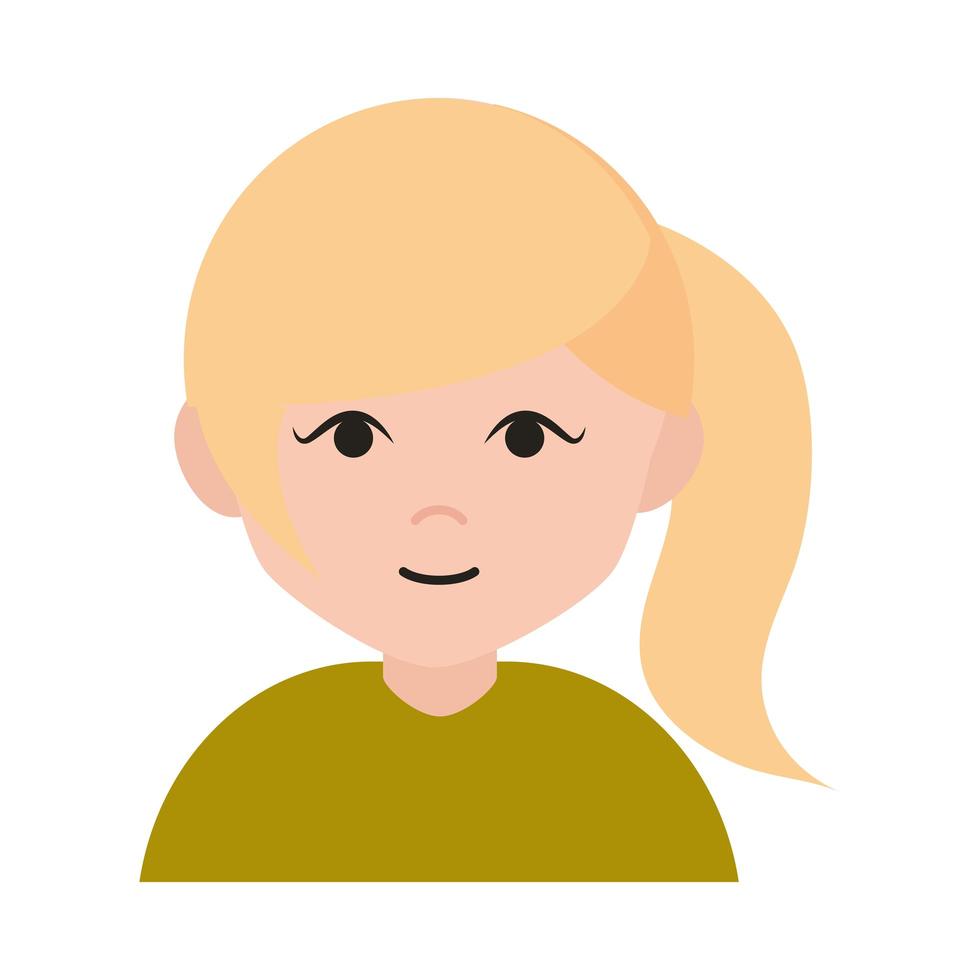 teen blonde ponytail hair cartoon flat icon vector