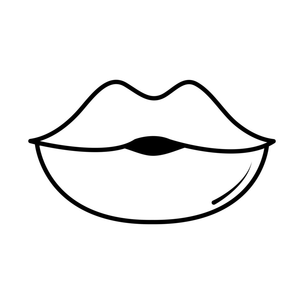 labios femeninos icono de línea de estilo cómico de arte pop vector