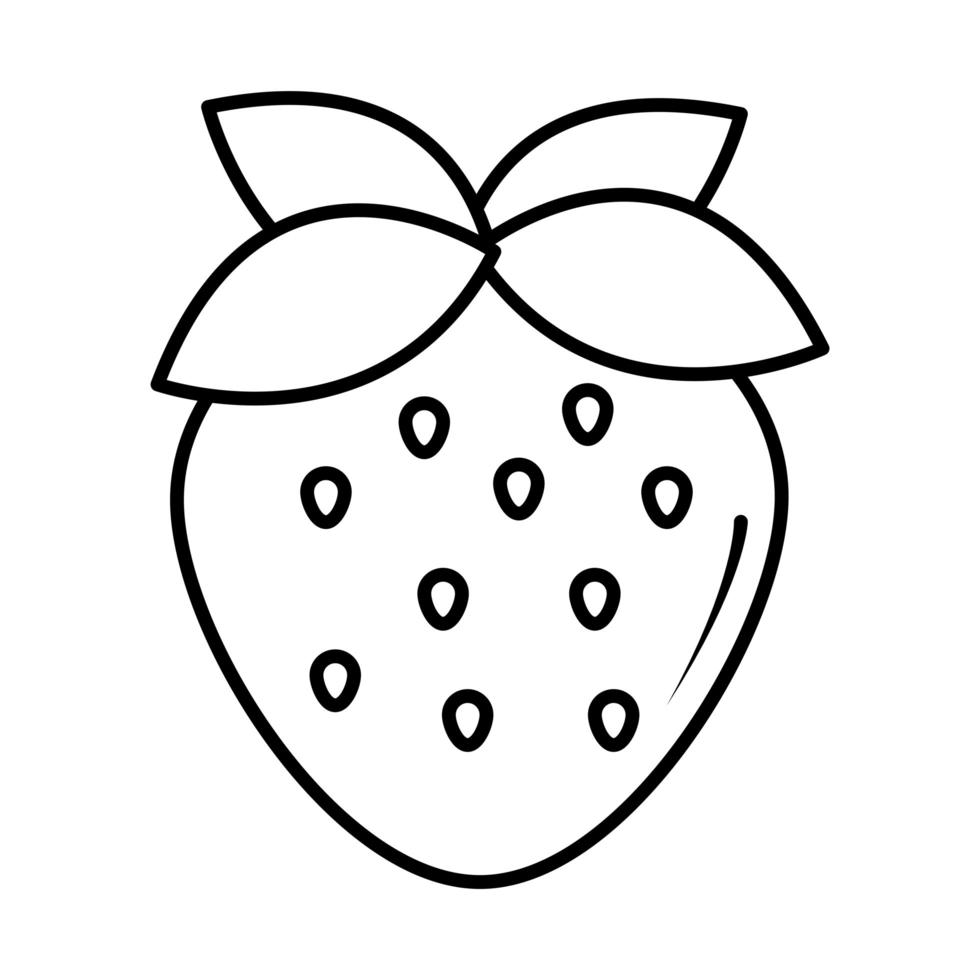 icono de línea de estilo cómico de arte pop de fruta de fresa vector