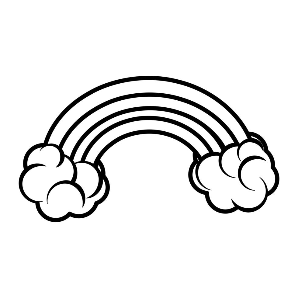 magic rainbow pop art comic style line icon vector