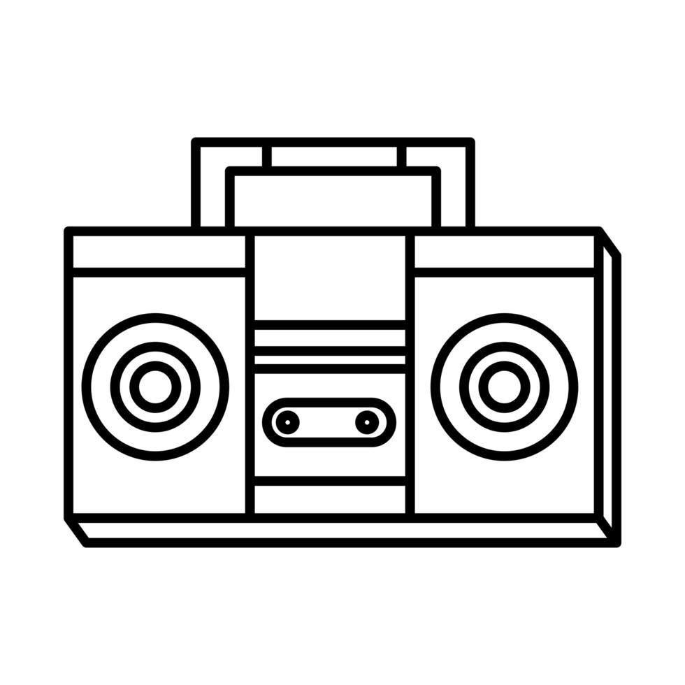 boombox, música, arte pop, cómic, estilo, línea, icono vector