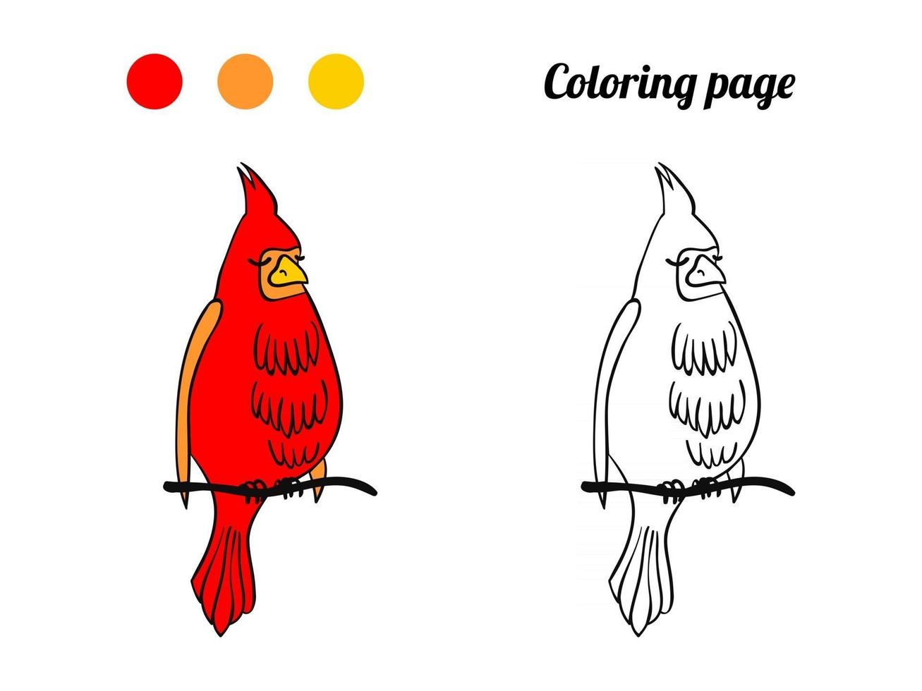 Ilustración de pájaro lindo. Página para colorear o libro para bebé. vector
