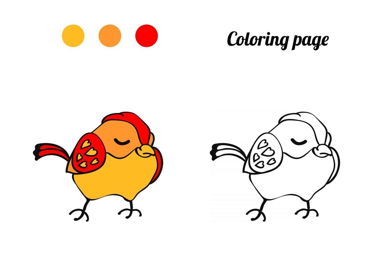 Ilustración de pájaro lindo. Página para colorear o libro para bebé. vector
