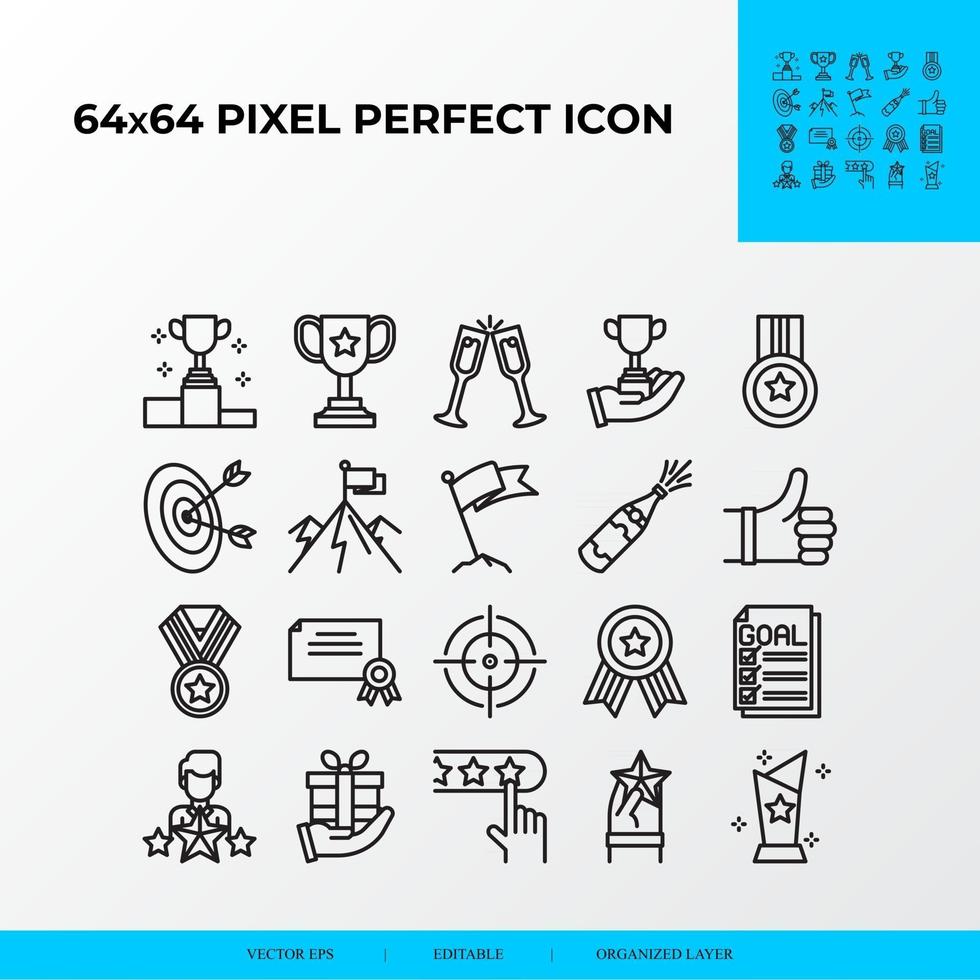 Set of Goal and Achievement vector line icons