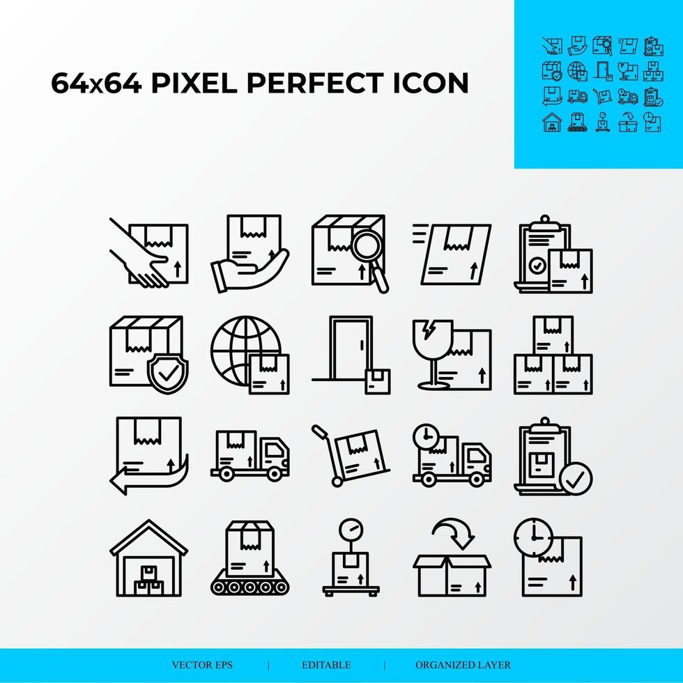 set of Logistics and shipping vector line icon set