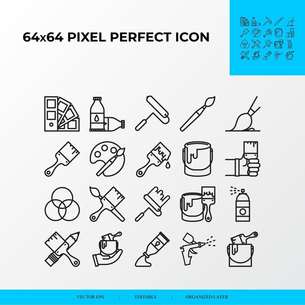 set of Brushes and painting vector line icon set