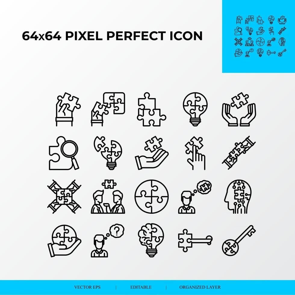 Set of Puzzle Related Vector Line Icons