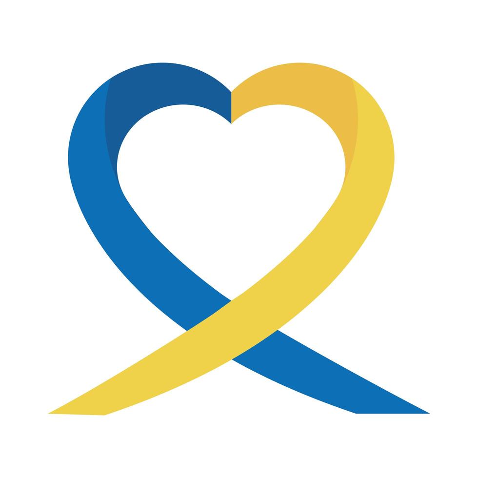 world down syndrome day ribbon shaped heart flat style vector