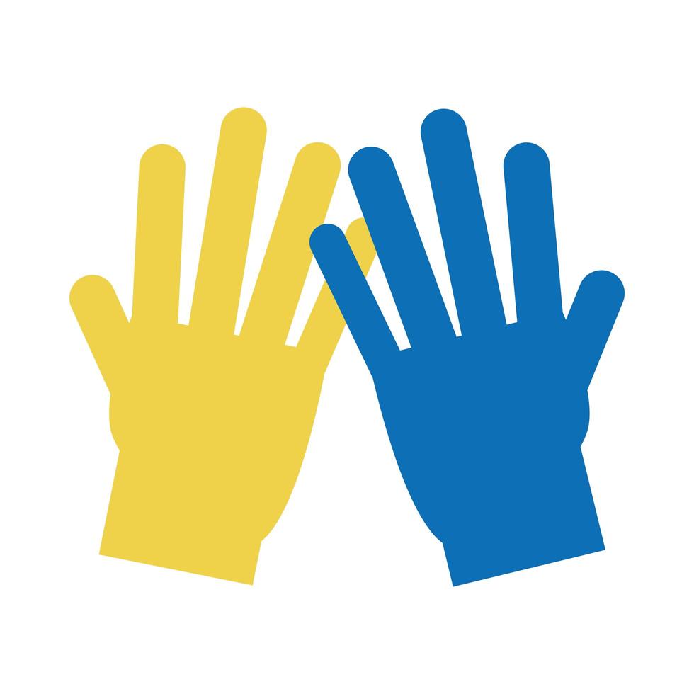 world down syndrome day hands yellow blue positive awareness flat style vector