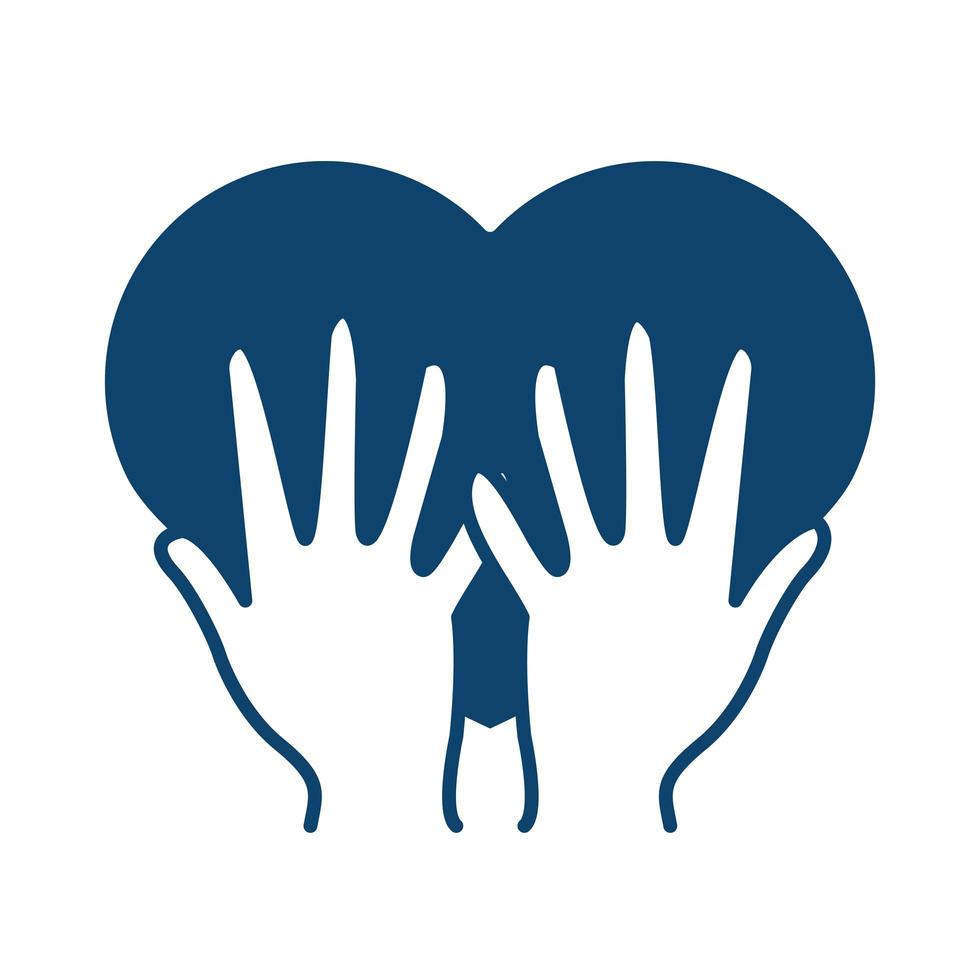 hands holding heart medical support silhouette icon vector