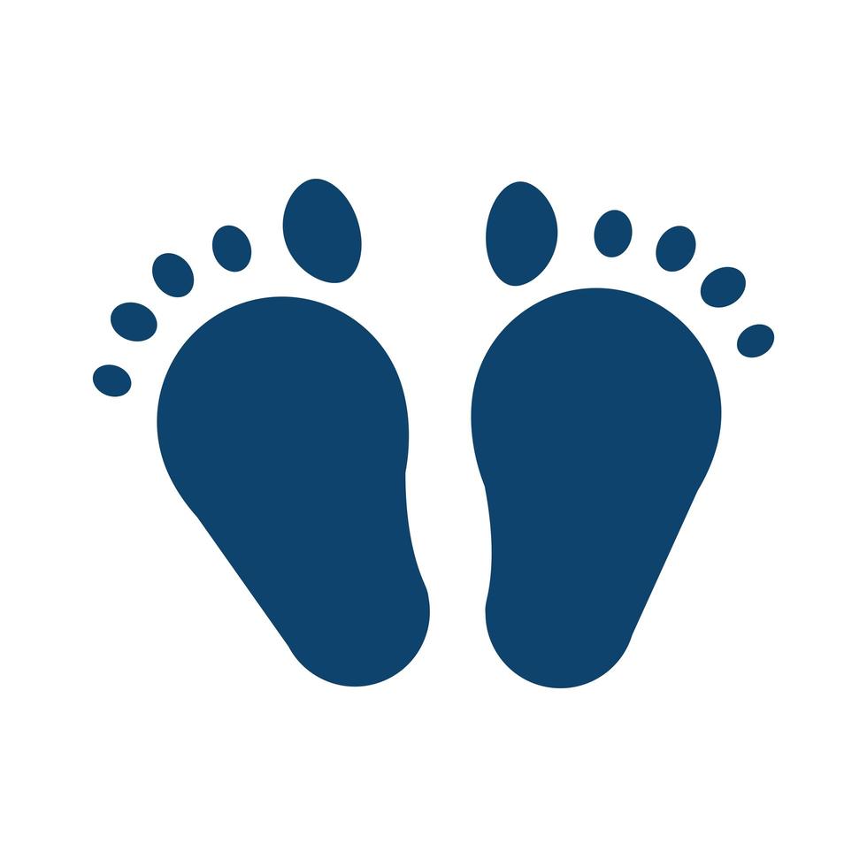 childrens foot print silhouette icon vector