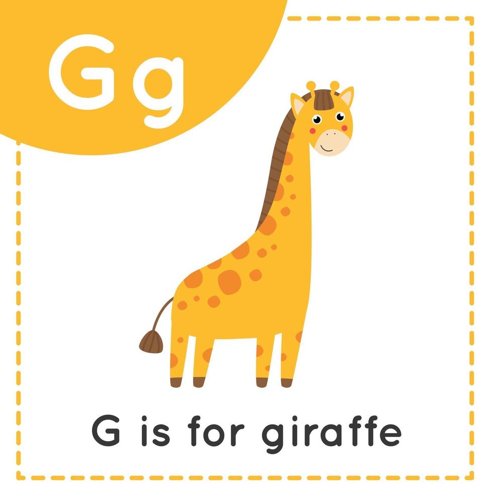 Learning English alphabet for kids Letter G Cute cartoon giraffe vector