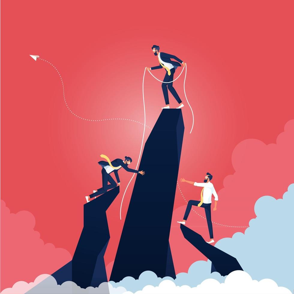 Business teamwork and goal concept Helping each other reach the goal vector