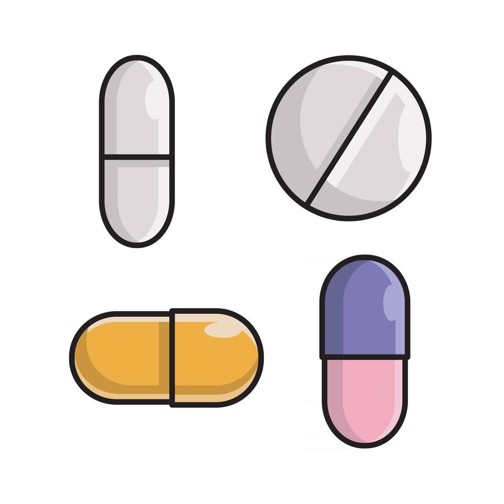 tipos de medicamentos como cápsulas y píldoras ilustración vector