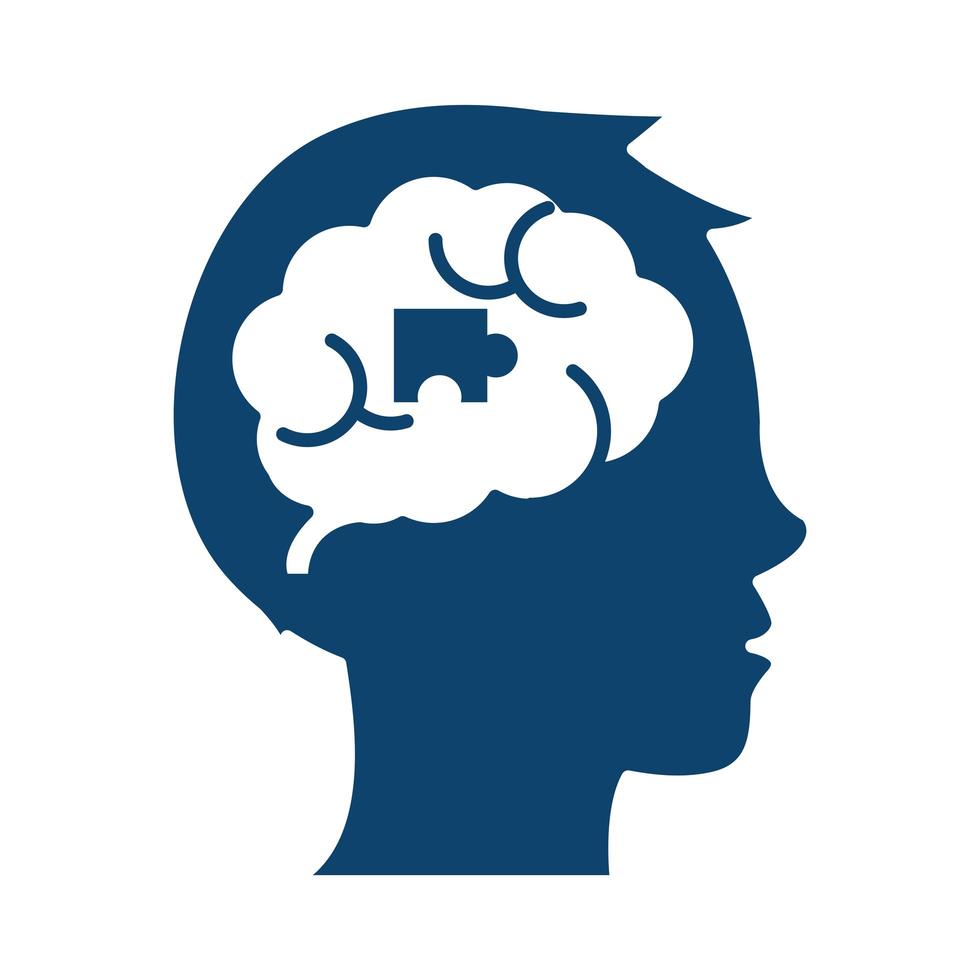 human head brain puzzle creativity silhouette icon vector