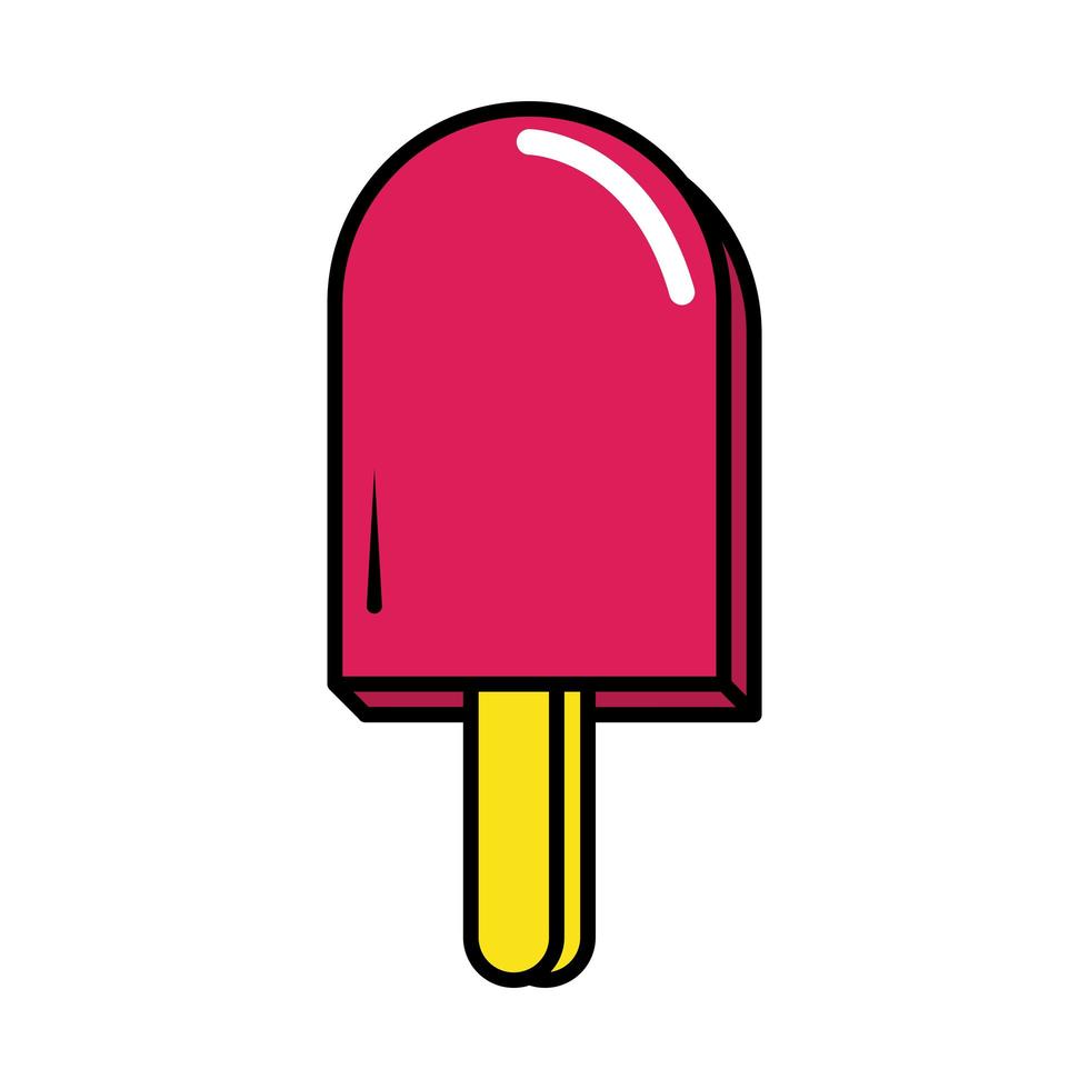 ice cream in stick pop art comic style flat icon vector