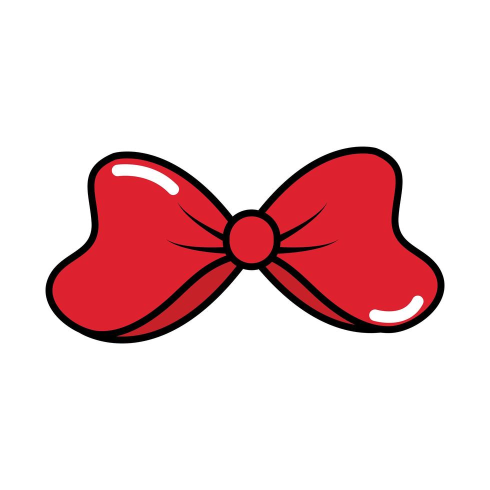 icono plano de estilo pop art de decoración de lazo rojo vector