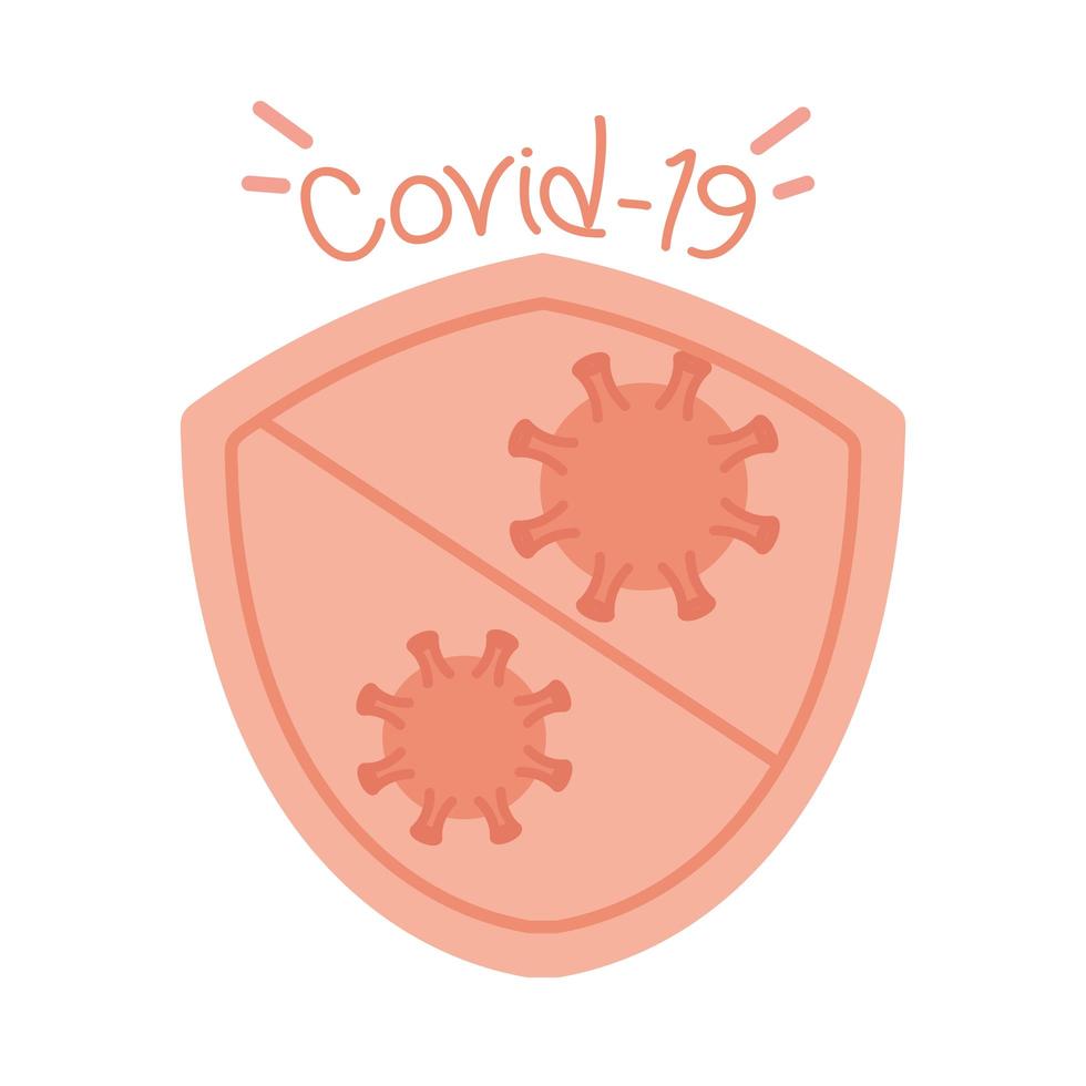 nueva protección de escudo covid 19 normal después del coronavirus estilo plano hecho a mano vector