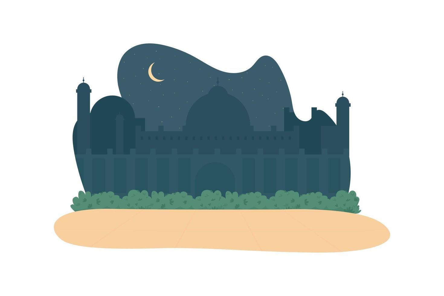 Night mosque 2D vector web banner