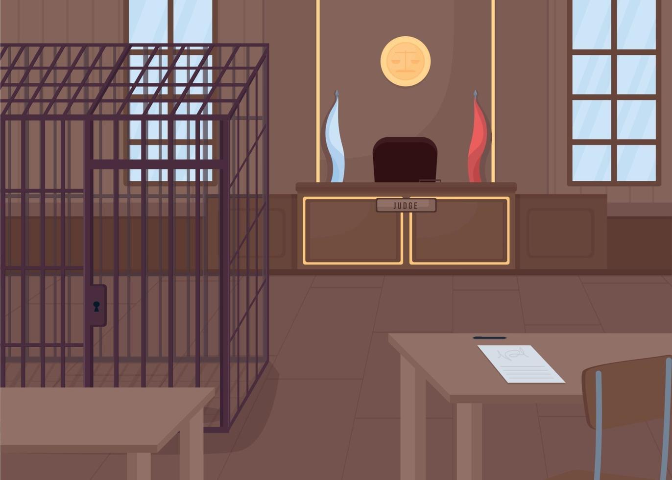 Courthouse flat color vector illustration