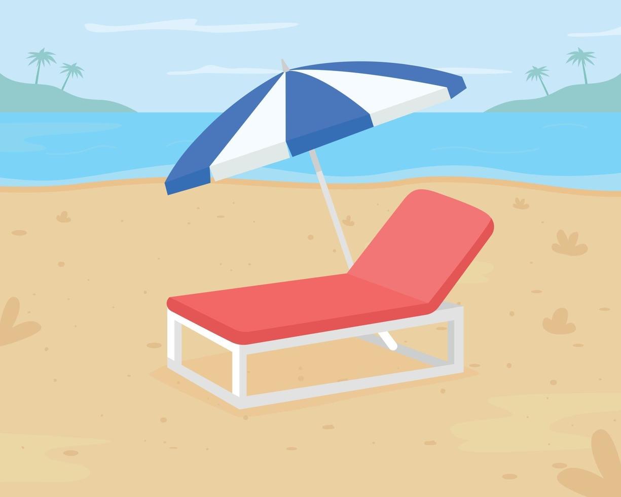 Relaxing beach vacation flat color vector illustration