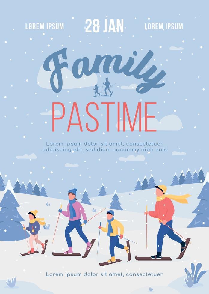 Family pastime poster flat vector template