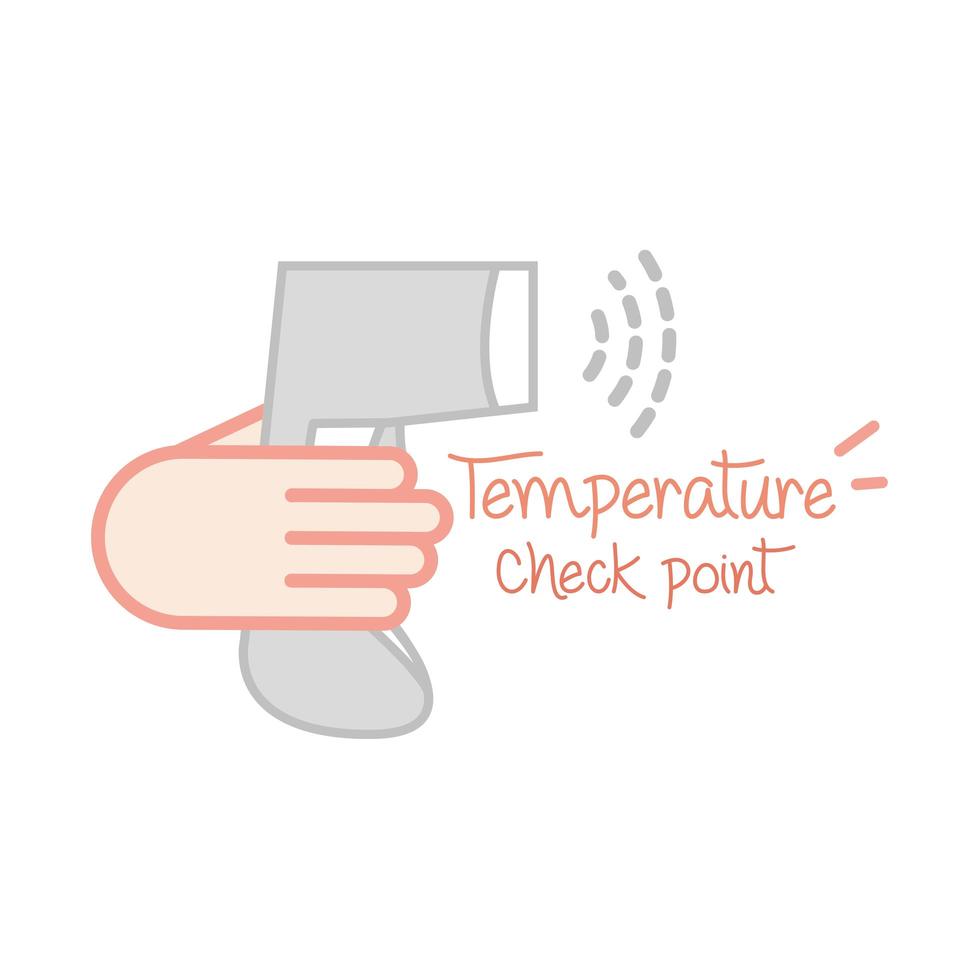 new normal temperature check point prevention after coronavirus hand made style flat vector