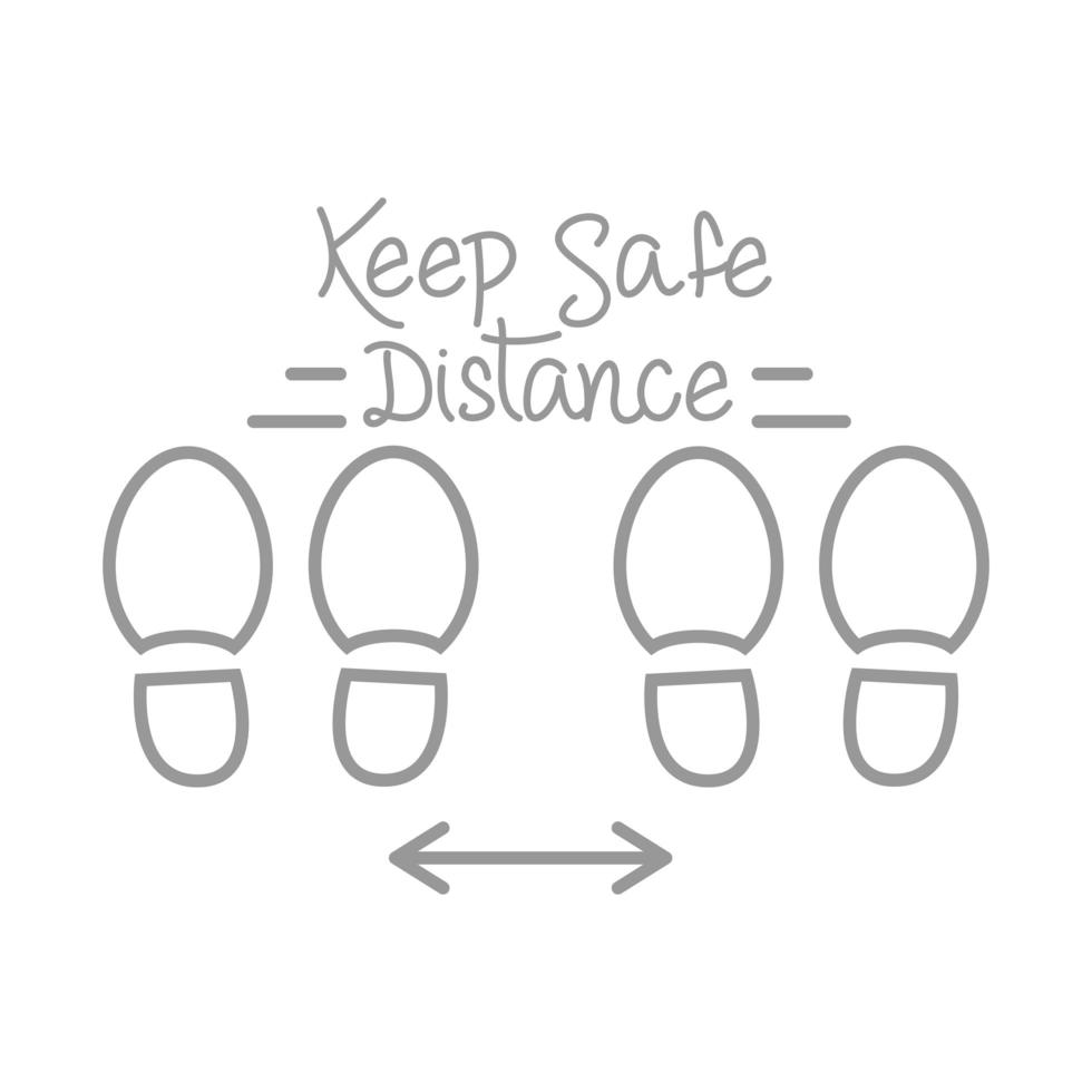 new normal keep safe distance after coronavirus hand made line style vector