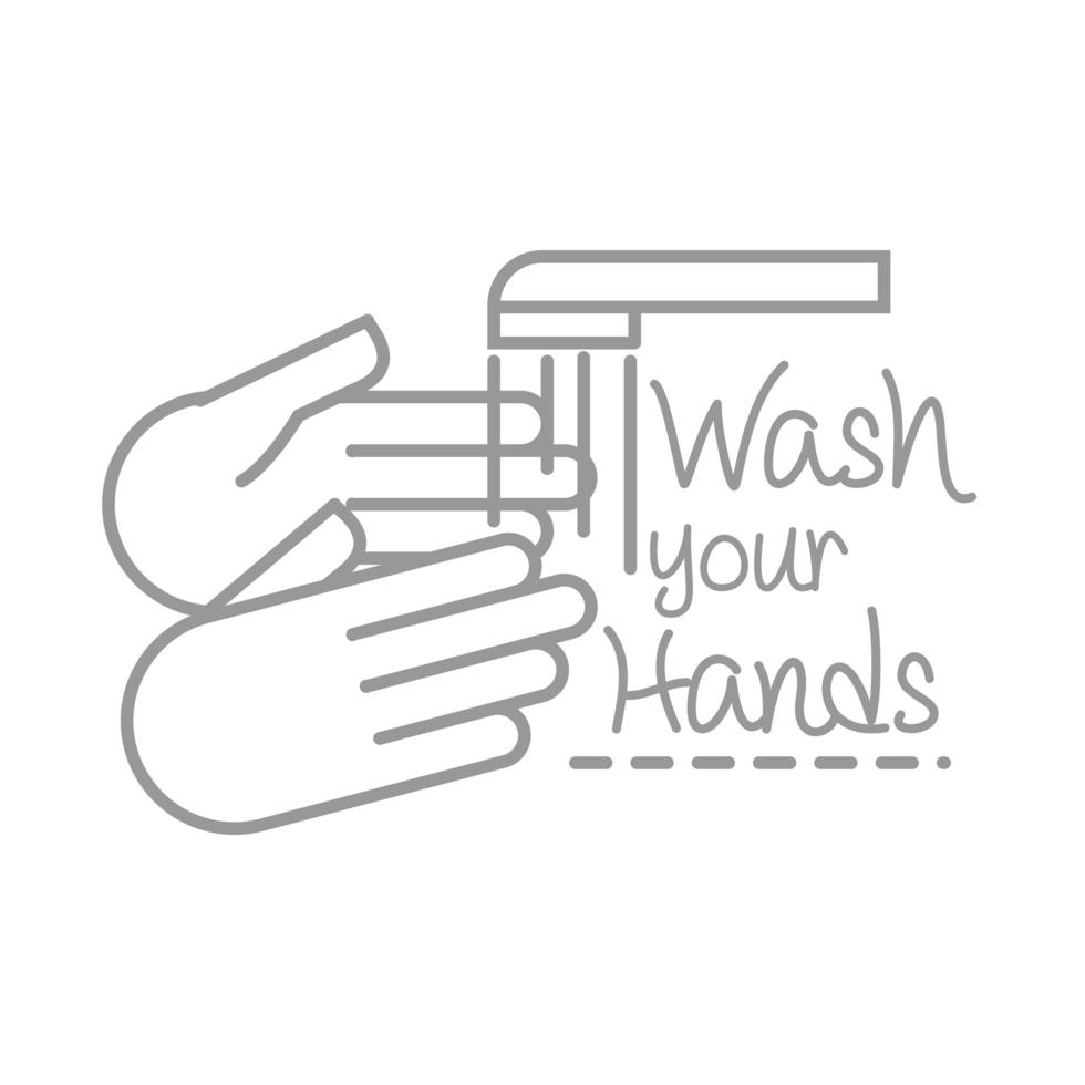 new normal wash your hands prevention after coronavirus hand made line style vector